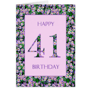 41st Birthday Purple Daisies Cards