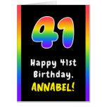 [ Thumbnail: 41st Birthday: Rainbow Spectrum # 41, Custom Name Card ]