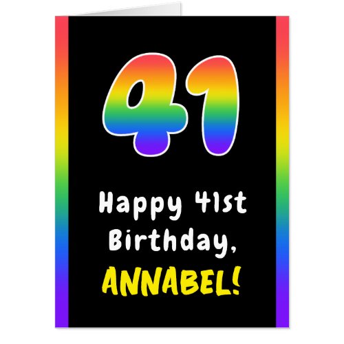 41st Birthday Rainbow Spectrum  41 Custom Name Card