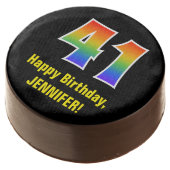 41st Birthday - Rainbow Spectrum Pattern Number 41 Chocolate Covered Oreo (Angled)
