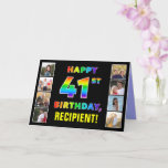 [ Thumbnail: 41st Birthday: Rainbow Text, Custom Photos & Name Card ]