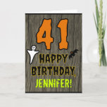 [ Thumbnail: 41st Birthday: Spooky Halloween Theme, Custom Name Card ]