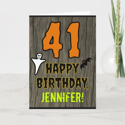 41st Birthday Spooky Halloween Theme Custom Name Card