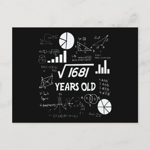 41st Birthday Square Root Math 41 Years Old Bday Postcard