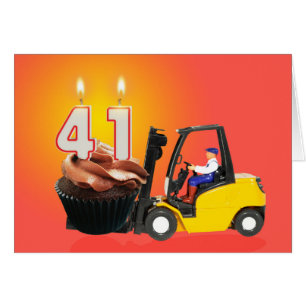 41st Birthday with Cupcake,Candles and Forklift Cards