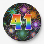 [ Thumbnail: 41st Event - Fun, Colorful, Bold, Rainbow 41 Paper Plates ]
