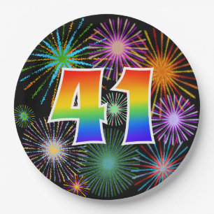 41st Event - Fun, Colorful, Bold, Rainbow 41 Paper Plates