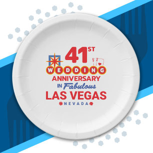 41st Wedding Anniversary Couples Las Vegas Trip Paper Plates
