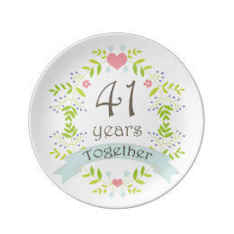 41 Year Wedding Anniversary Kitchen Accessories Supplies Zazzle 41st Wedding Anniversary Keepsake Gift Plate