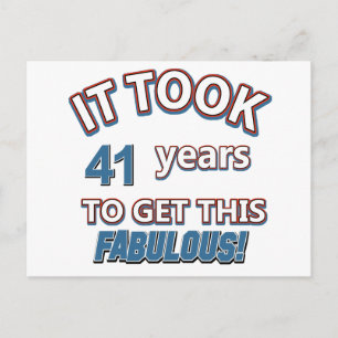 41st year birthday designs postcard