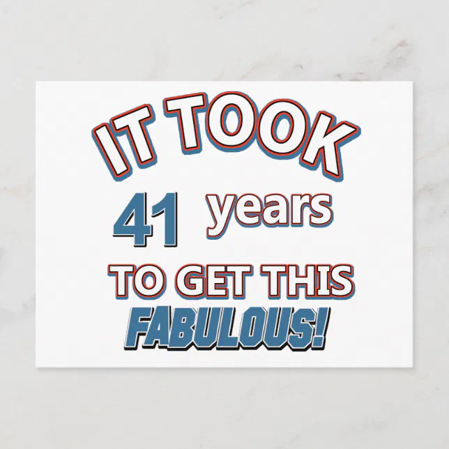 41st year birthday designs postcard | Zazzle