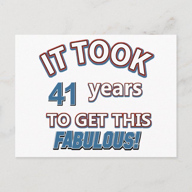 41st  year birthday designs postcard (Front)