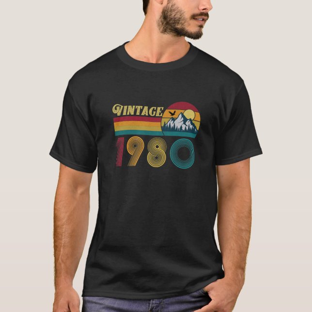 41Th Birthday Gift 41 Years Old Men Women Retro Vi T-Shirt (Front)
