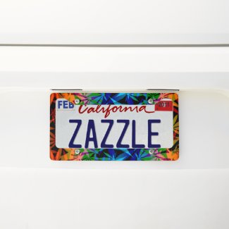 420 ganja leafs, rainbow marihujana pattern, weed license plate frame