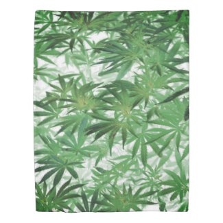 420 ganja, weed, marihujana pattern, dark colors duvet cover