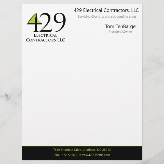 429 Electrical Business Letterhead (Front)