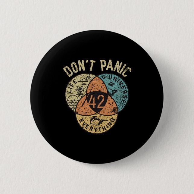 42 Answer To Life The Universe And Everything Don' Button (Front)