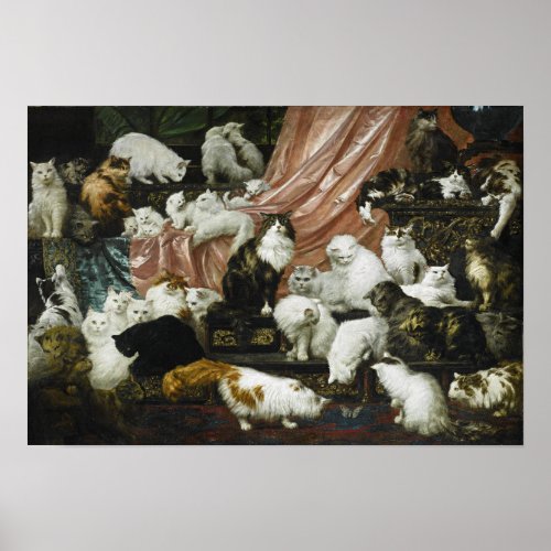 42 Cats and Kittens in a Painting Vintage Fine Art Poster