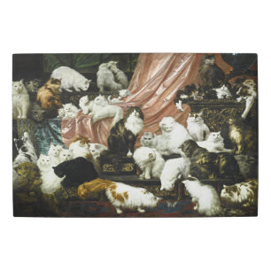 42 Cats Kittens Fine Vintage Oil Painting Portrait Metal Print