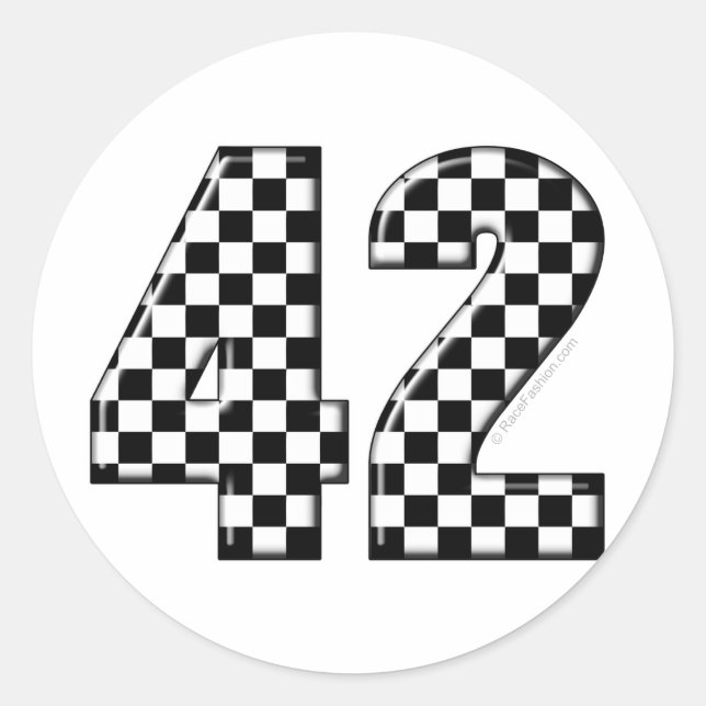 42 checkered number classic round sticker (Front)