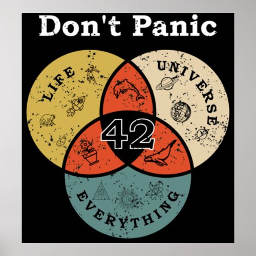 42 Dont Panic Life Universe Everything Hitchhike Poster