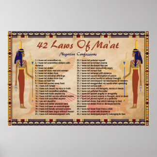 42 Laws Of Maat - Negative Confessions Poster