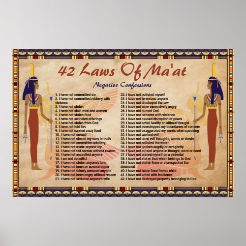 42 Laws Of Maat _ Negative Confessions Poster