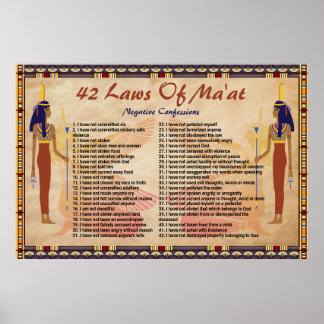 42 Laws Of Maat - Negative Confessions Poster