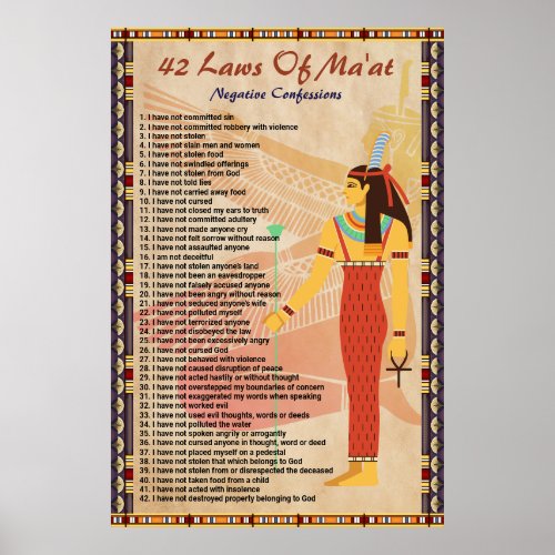 42 Laws Of Maat _ Negative Confessions Poster