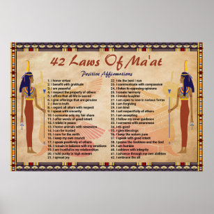 42 Laws Of Maat - Positive Affirmations Poster
