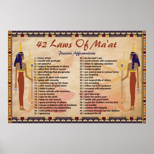 42 Laws Of Maat _ Positive Affirmations Poster