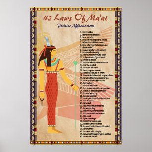 42 Laws Of Ma'at - Positive Affirmations Poster