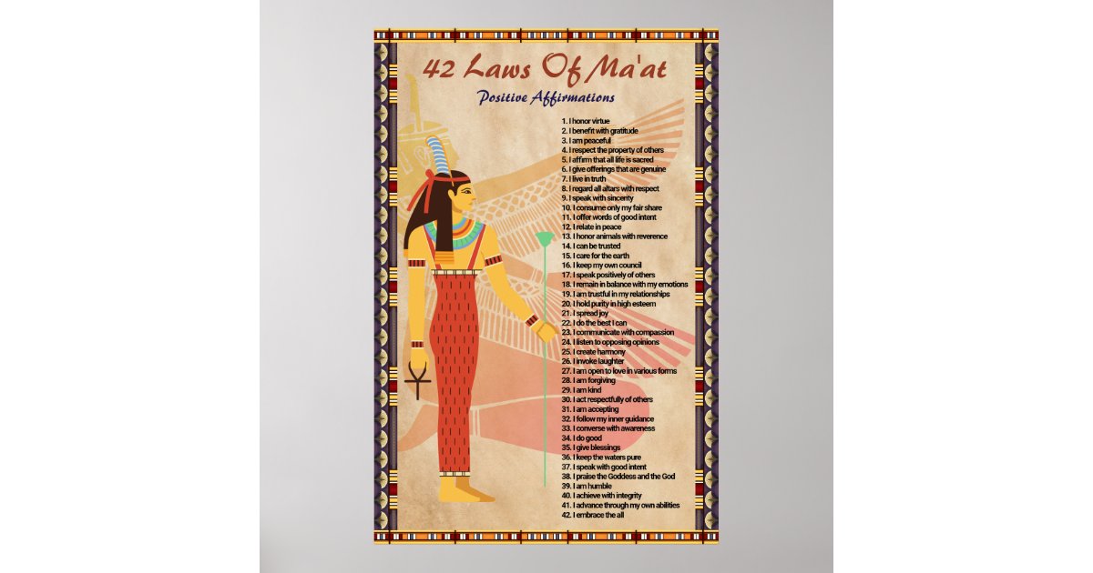 42 Laws Of Ma At Positive Affirmations Poster Zazzle 42 Laws Of Ma At Positive Affirmations Poster Zazzle
