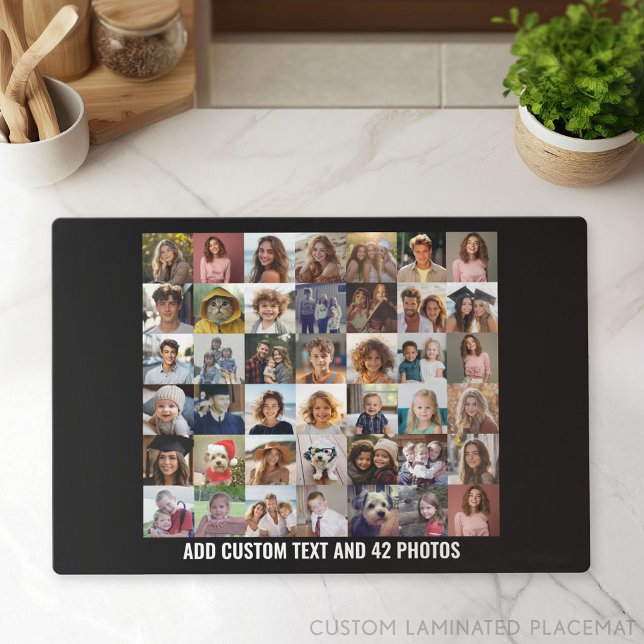 42 Photo Collage - 7 Across 6 Up Pics in Grid Placemat (Photo Collage Placemat)