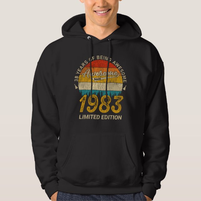 42 Year Old 1983 Retro Awesome 42nd Birthday Gift Hoodie (Front)