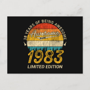 42 Year Old 1983 Retro Awesome 42nd Birthday Gift Postcard