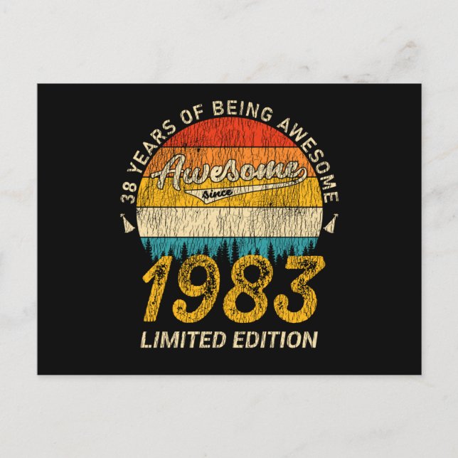 42 Year Old 1983 Retro Awesome 42nd Birthday Gift Postcard (Front)