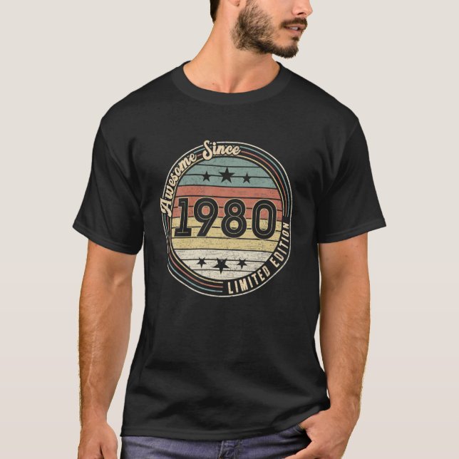 42 Year Old Birthday Gifts Awesome 1980 Limited Ed T-Shirt (Front)