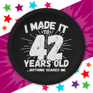 42 Year Old Sarcastic Meme Funny 42nd Birthday Paper Plates