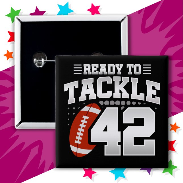 42 Year Old Tackle Football Party 42nd Birthday Button (Creator Uploaded)