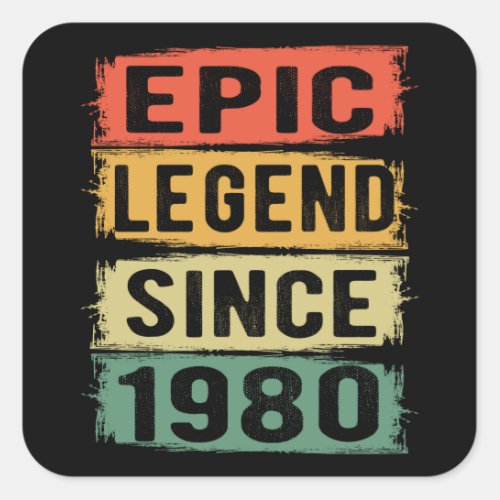 42 Years Old Bday 1980 Epic Legend 42nd Birthday Square Sticker