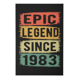 42 Years Old Bday 1983 Epic Legend 42nd Birthday Faux Canvas Print