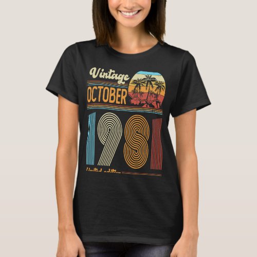 42 Years Old Birthday  Vintage October 1981 Women  T_Shirt