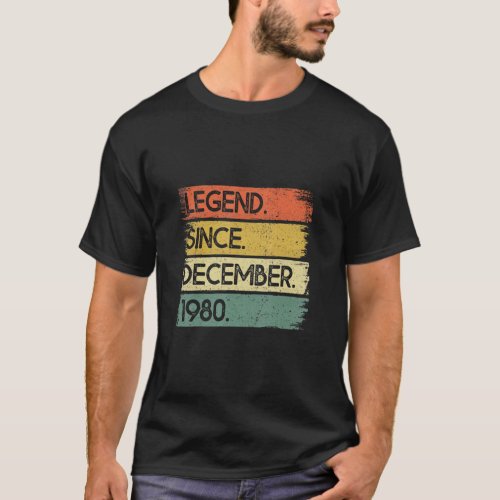 42 Years Old Legend Since December 1980 42nd Birth T_Shirt