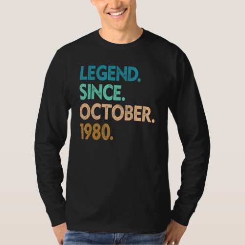 42 Years Old  Legend Since October 1980 42nd Birth T_Shirt