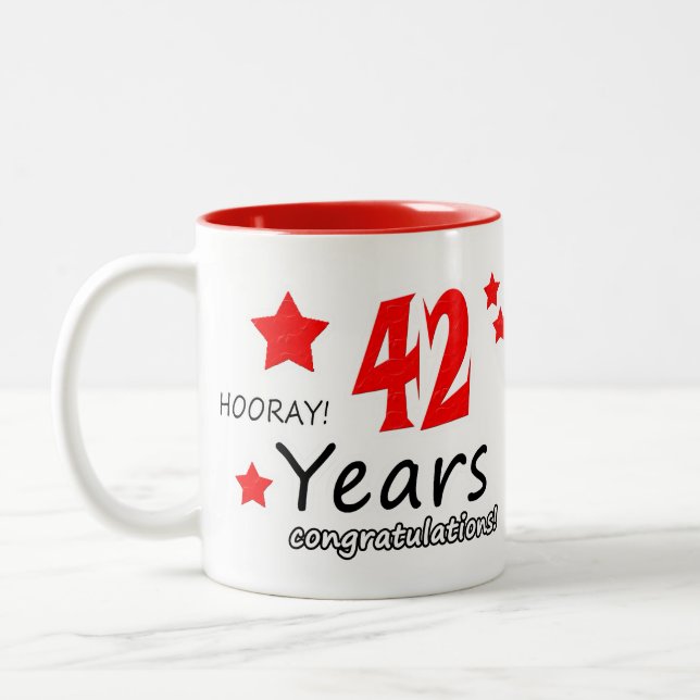 42nd anniversary, 42 Years Wedding Anniversaries Two-Tone Coffee Mug (Left)