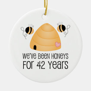 42nd Anniversary Couple Gift Ceramic Ornament