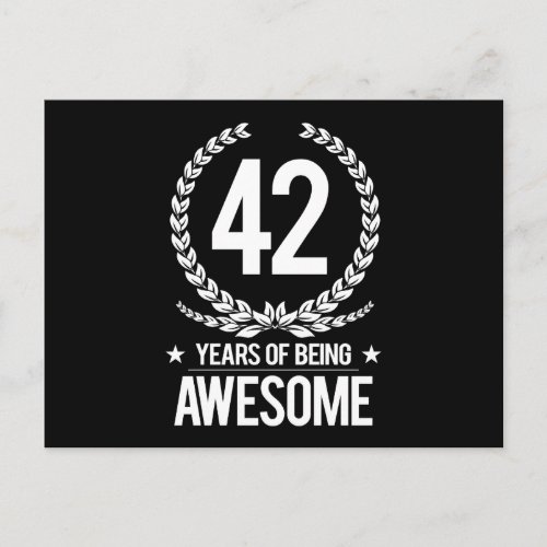 42nd Birthday 42 Years Of Being Awesome Postcard