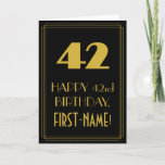 [ Thumbnail: 42nd Birthday – Art Deco Inspired Look "42" & Name Card ]
