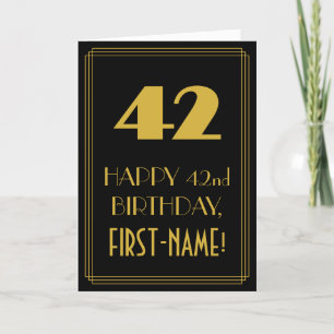 42nd Birthday – Art Deco Inspired Look "42" & Name Card